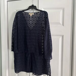 Michael Kors Navy Sheer Top